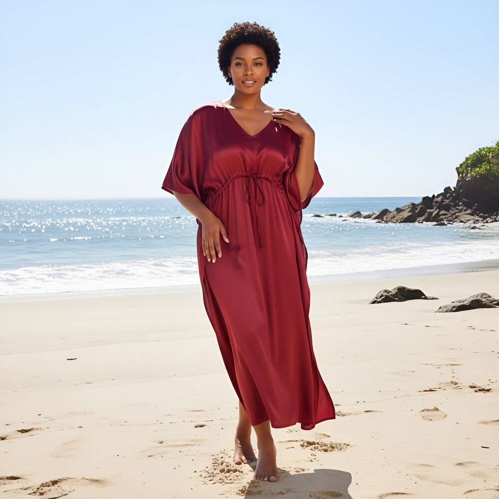 Gypsie Blu Women Satin Caftan Dress Nighty Maxi Dresses Robes Cover Ups